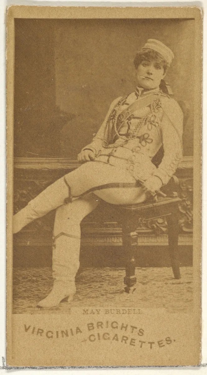 May Burdell, from the Actors and Actresses series (N45, Type 1) for Virginia Brights Cigarettes by Allen & Ginter, photograph, 1885-1891