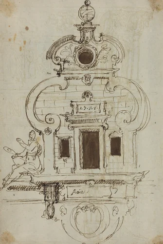 Wall Monument with an Armillary Sphere [verso] by German 16th Century; Austrian 16th Century, drawing, 1571