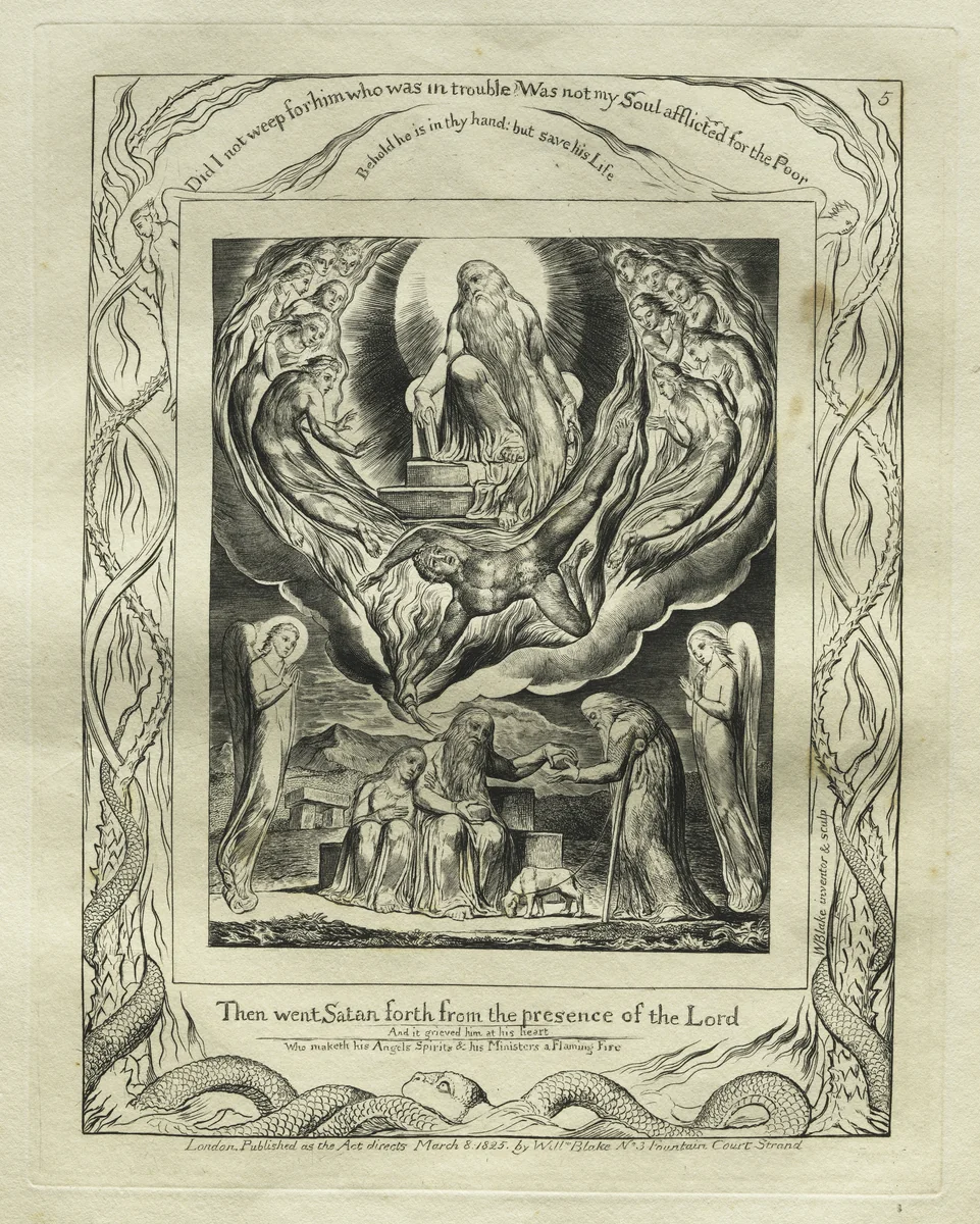 The Book of Job: Pl. 5, Then went Satan forth from the presence of the Lord by William Blake, print, 1825