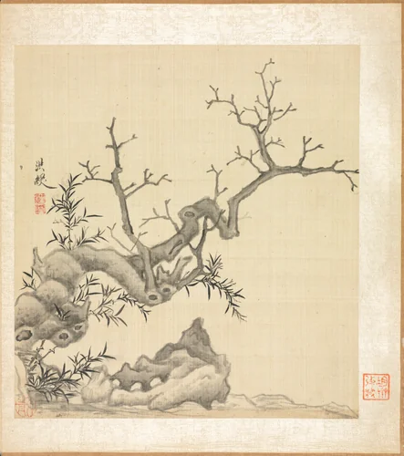 Paintings after Ancient Masters: Rock, Old Tree, and Bamboo by Chen Hongshou, painting, 1598-1652