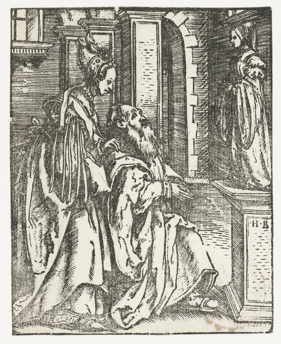 Salomo aanbidt een afgodsbeeld by Unknown, print, 1483-1531