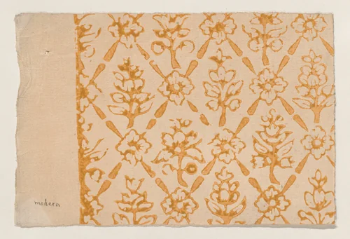 Sheet with overall floral pattern by anonymous, print, 1800-1900