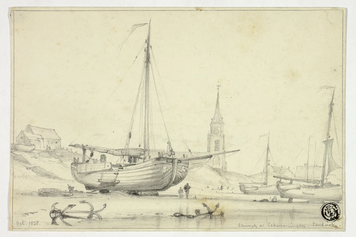 Church at Scheveningen by Edward William Cooke, drawing, 1838