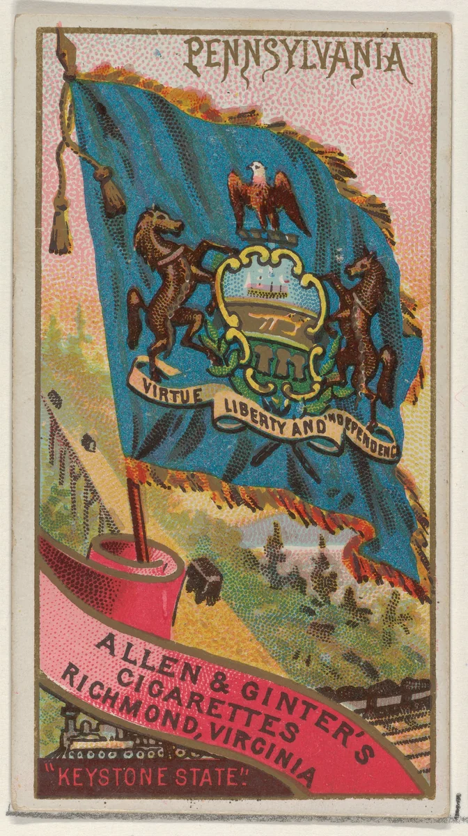 Pennsylvania, from Flags of the States and Territories (N11) for Allen & Ginter Cigarettes Brands by Allen & Ginter, print, 1888