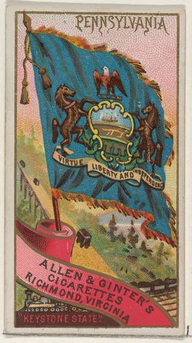 Pennsylvania, from Flags of the States and Territories (N11) for Allen & Ginter Cigarettes Brands by Allen & Ginter, print, 1888