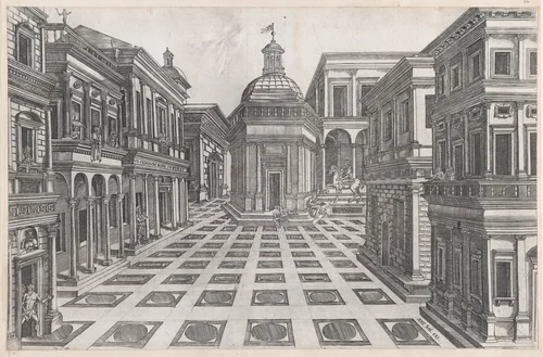 View of Buildings Adjoining the Capitol, from "Speculum Romanae Magnificentiae" by anonymous, print, 1530-1580