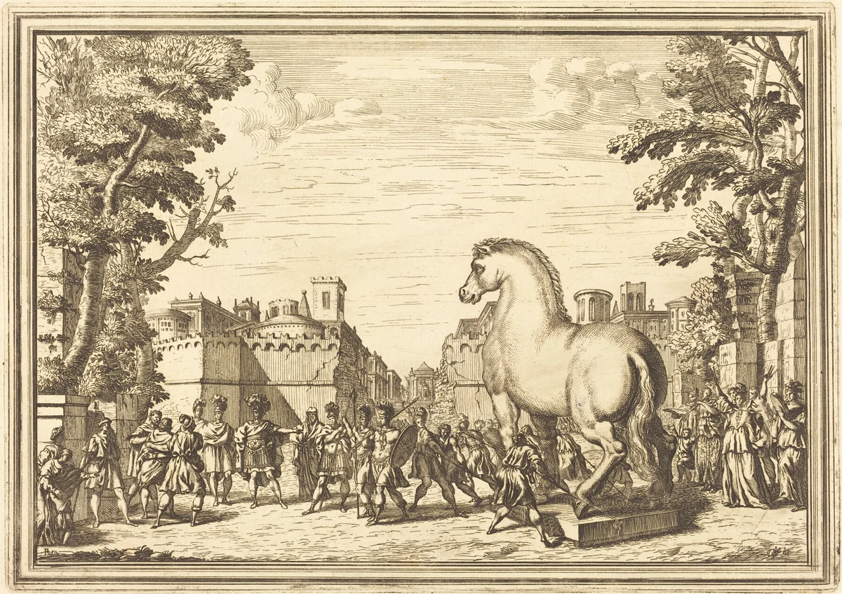 Il Greco in Troia: Plate 4 by Arnold von Westerhout, print, 1651-1725