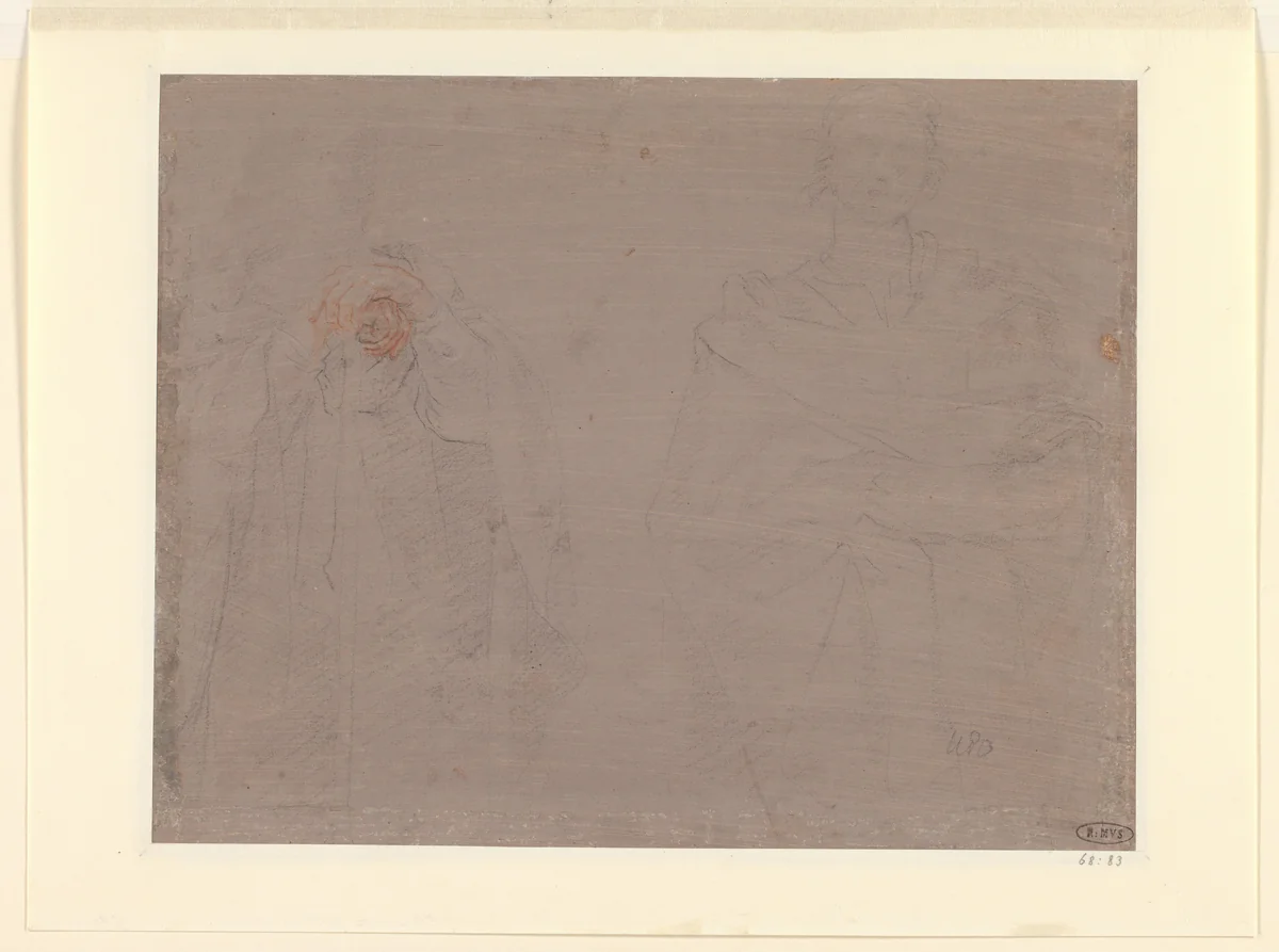 Twee studies van een staande jongen by Unknown, drawing, 1568