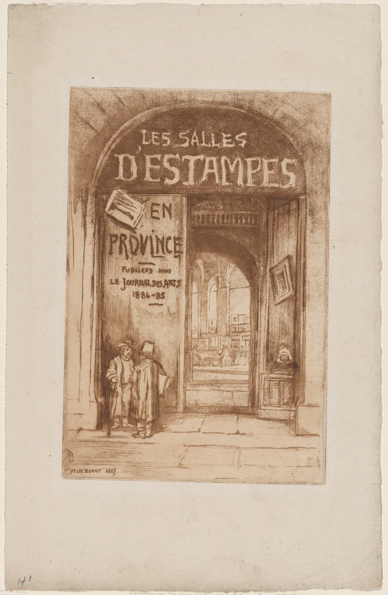 Frontispiece for "Les Salles d'Estampes" by Félix-Hilaire Buhot, print, 1887