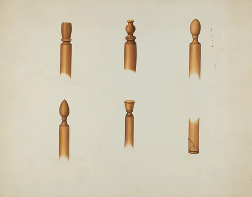 Shaker Chair Finials and Ball & Socket Foot by Ray Holden, index of american design, 1936