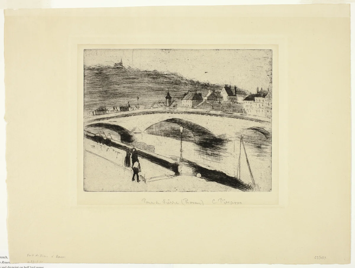 The Stone Bridge at Rouen by Camille Pissarro, print, 1887