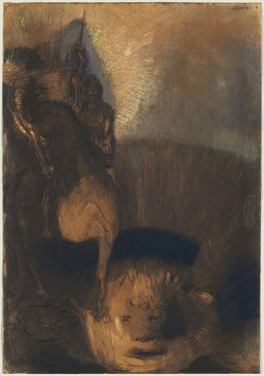 Saint George and the Dragon by Odilon Redon, drawing, 1880-1892