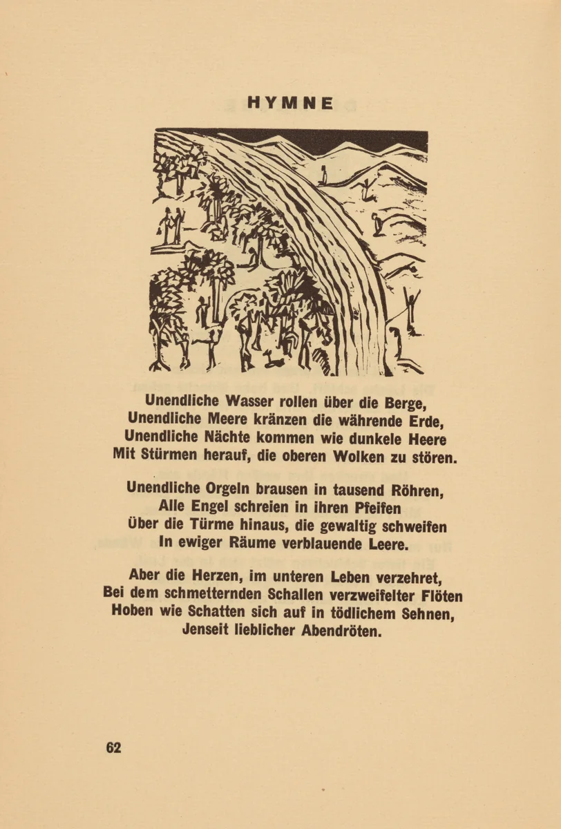 Hymne (Hymn) (headpiece, page 62) from Georg Heym: Umbra Vitae (Georg Heym: The Shadow of Life) by Ernst Ludwig Kirchner, volume, 1924