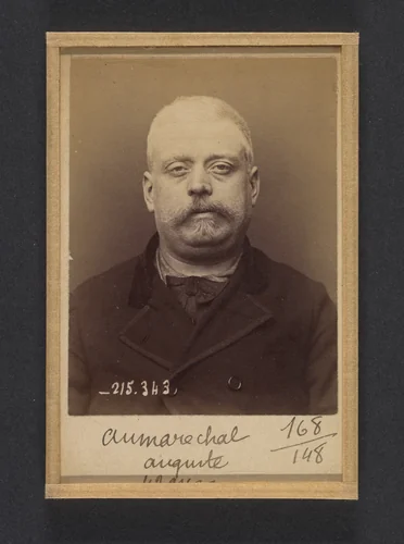 Aumaréchal. Auguste. 44 ans, né à Chateaumeillant (Cher). Ébéniste. Association de malfaiteurs. 8/3/94. by Alphonse Bertillon, photograph, 1894