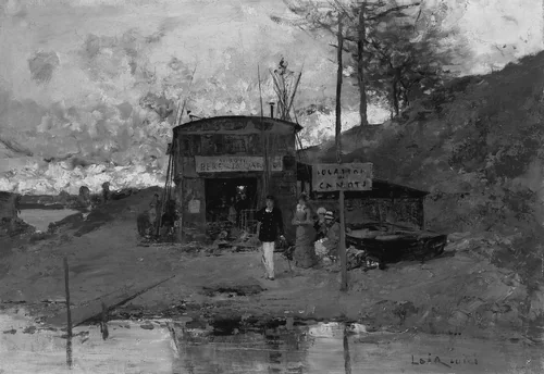 The Boathouse by Luigi Loir, painting, 1880-1890