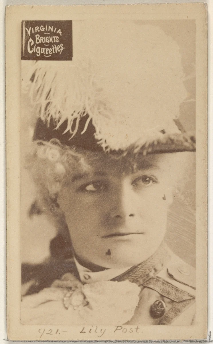 Card 921, Lily Post, from the Actors and Actresses series (N45, Type 2) for Virginia Brights Cigarettes by Allen & Ginter, photograph, 1885-1891