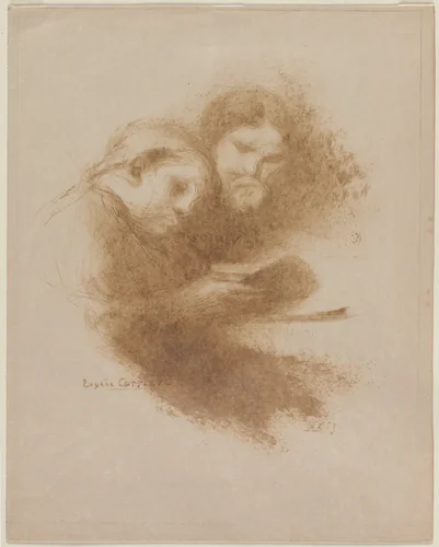 Reading by Eugène Carrière, drawing, 1880-1900
