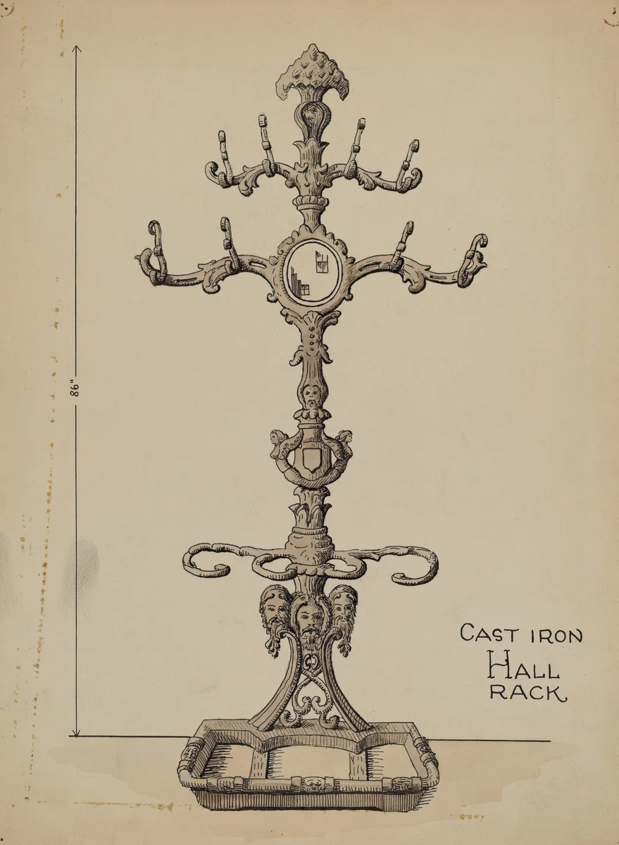 Cast Iron Hat Rack by Lucien Verbeke, index of american design, 1936