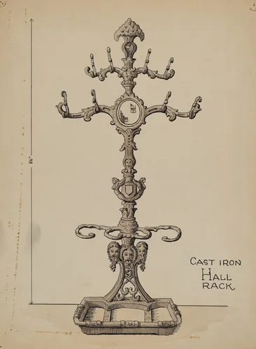 Cast Iron Hat Rack by Lucien Verbeke, index of american design, 1936
