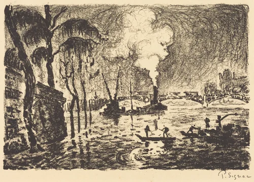 The Flooded Seine in 1910 (La Seine en crue, en 1910) by Paul Signac, print, 1923