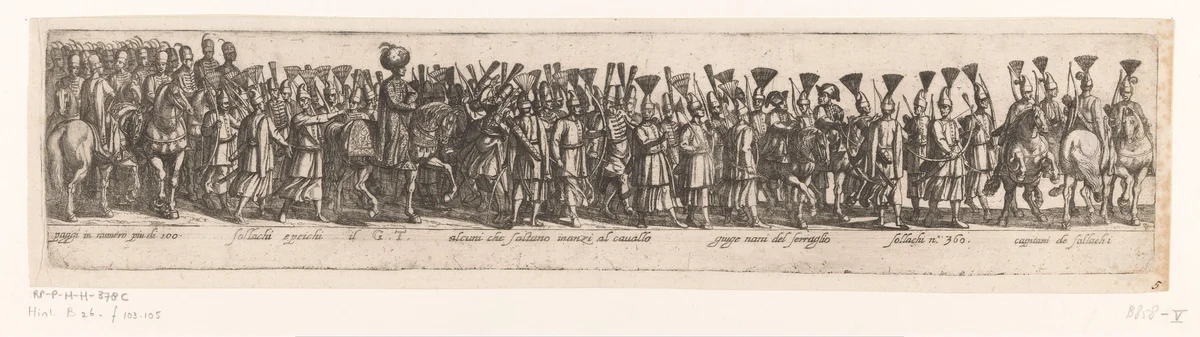 Cavalcade voor vertrek van een sultan by Antonio Tempesta, print, 1565-1630