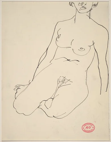 Untitled [female nude seated on her knees] by Richard Diebenkorn, drawing, 1955-1967