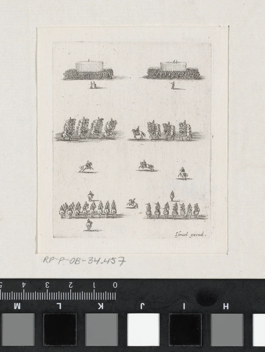 Opstellingen van militairen by Stefano della Bella, print, 1620-1664