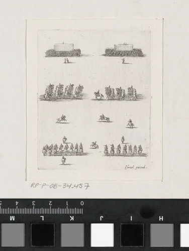 Opstellingen van militairen by Stefano della Bella, print, 1620-1664