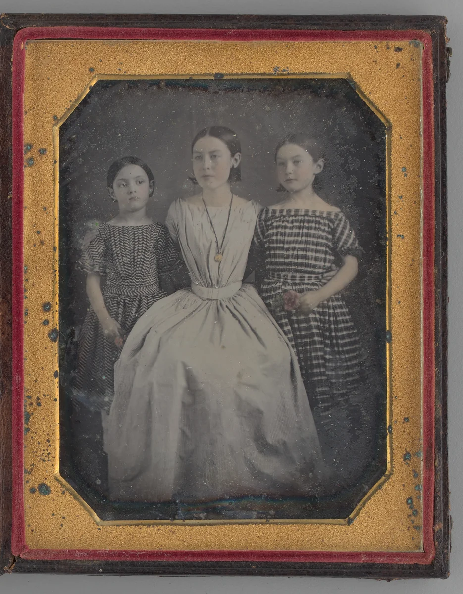 Untitled (Portrait of a Woman with Two Girls) by Unknown maker, other, 1846