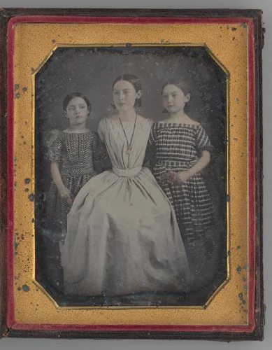 Untitled (Portrait of a Woman with Two Girls) by Unknown maker, other, 1846