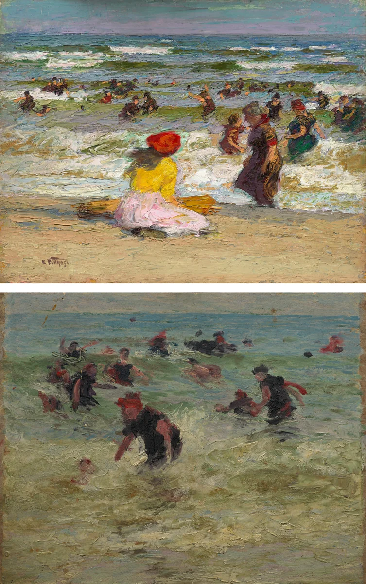 In the Surf (recto); Beach Study (verso) by Edward H. Potthast, painting, 1905-1915