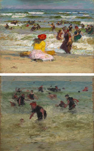 In the Surf (recto); Beach Study (verso) by Edward H. Potthast, painting, 1905-1915