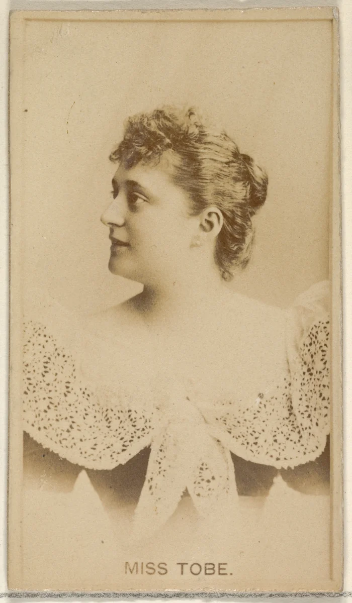 Miss Tobe, from the Actors and Actresses series (N45, Type 8) for Virginia Brights Cigarettes by Allen & Ginter, photograph, 1885-1891