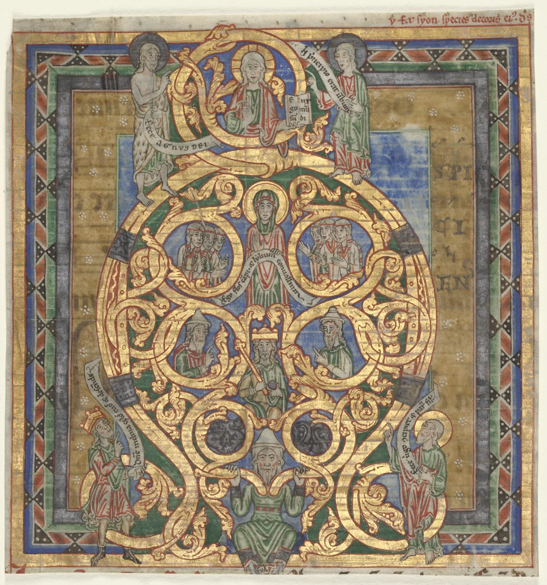 Cutting from an Antiphonary: Initial A[spiciens a longe]: The Tree of Jesse by Unknown, manuscript, 1115-1125