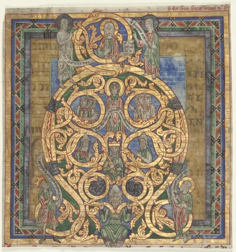 Cutting from an Antiphonary: Initial A[spiciens a longe]: The Tree of Jesse by Unknown, manuscript, 1115-1125