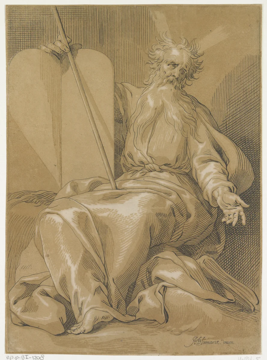 Mozes met de tafelen der wet by anonymous, print, 1610