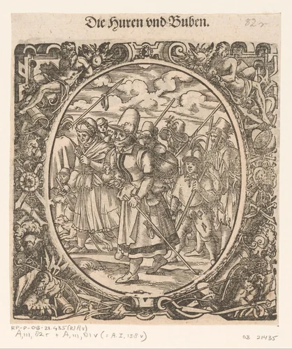 Soldatenhoeren en kinderen by Jost Amman, print, 1573