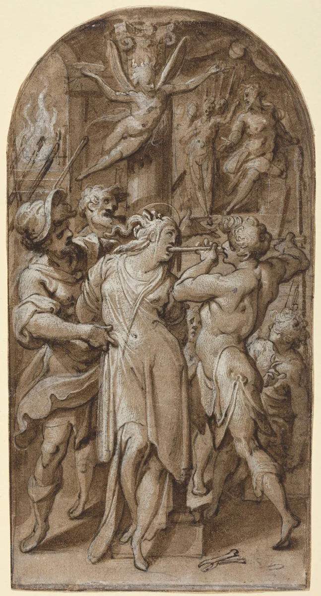 The Martyrdom of Saint Apollonia by Jacopo Zucchi, drawing, 1541-1590