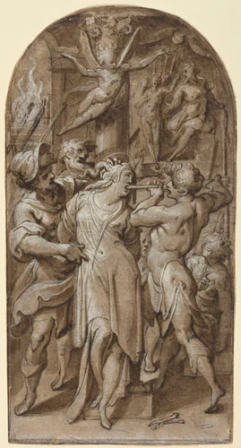 The Martyrdom of Saint Apollonia by Jacopo Zucchi, drawing, 1541-1590