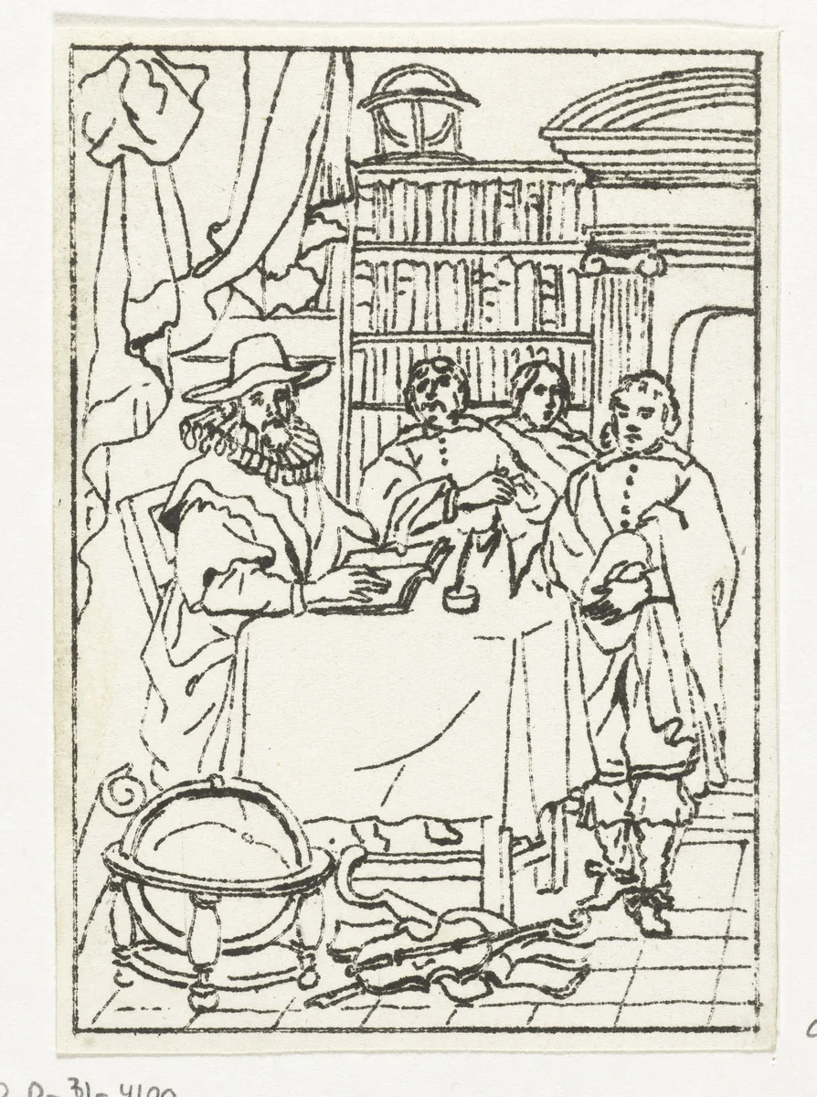 Geleerde in studeervertrek by Anthonie van den Bos, print, 1778-1838