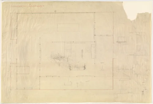 Die Wohnung, Weissenhofsiedlung Werkbund Exposition, Stuttgart, Germany (Plan for the Glass Industry Exhibit) by Ludwig Mies van der Rohe, Lilly Reich, mies van der rohe archive, 1926