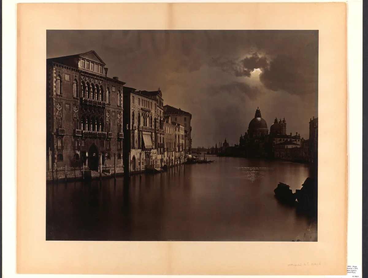 [Night View of the Grand Canal, Venice] by Carlo Naya, photograph, 1873-1877