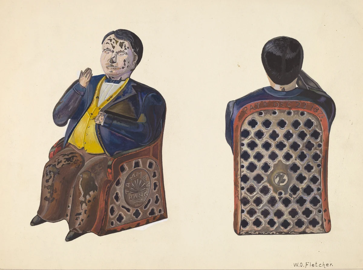 Tammany Toy Bank by William O. Fletcher, index of american design, 1937