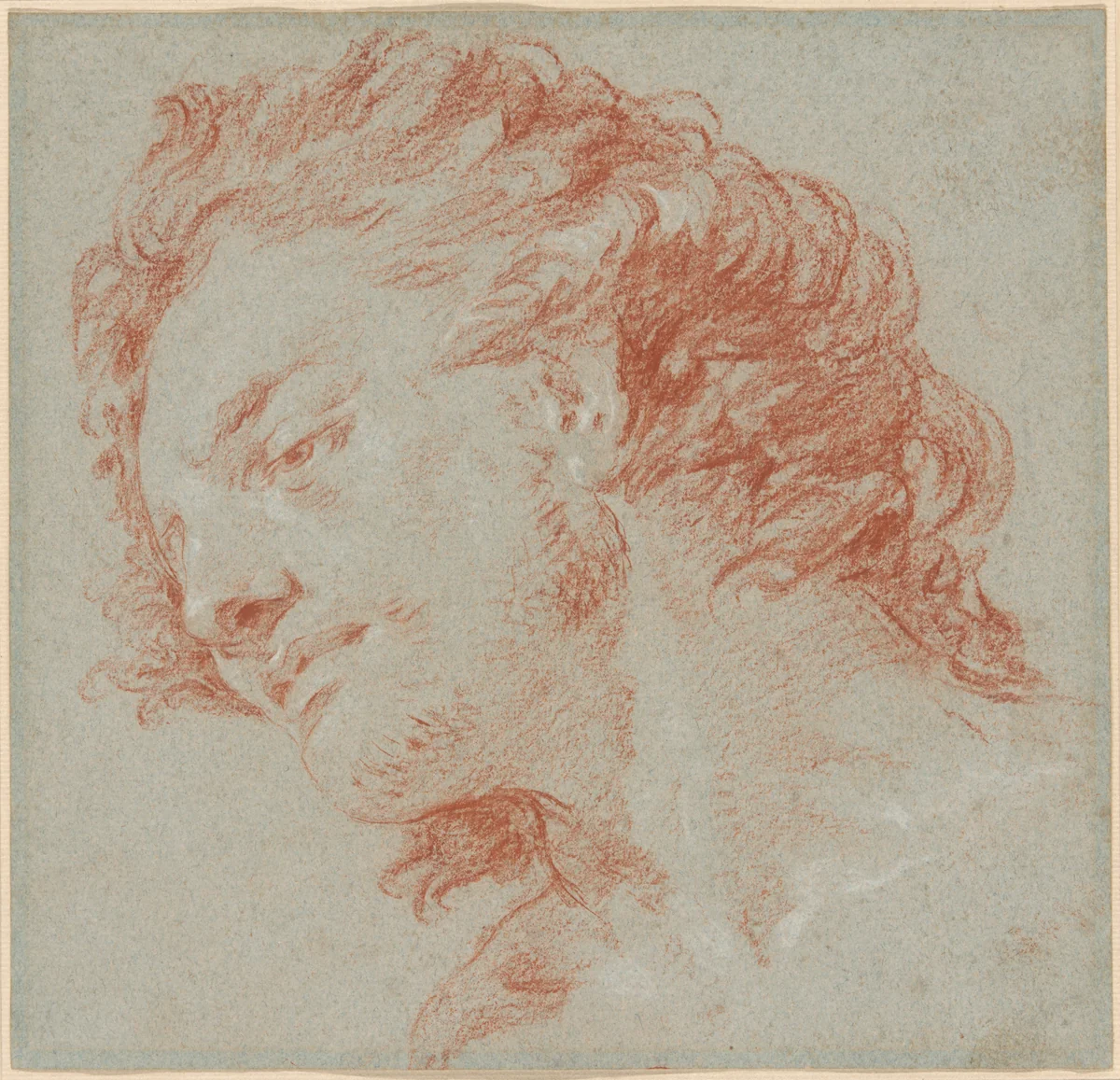 The Head of a Young Man in Profile to the Left (recto); Studies of Allegorical Figures (verso) by Giovanni Battista Tiepolo, drawing, 1749-1753