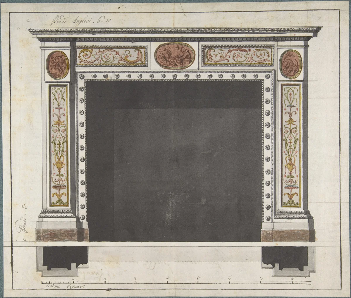 Drawing for a Mantelpiece by anonymous, drawing, 1780-1790