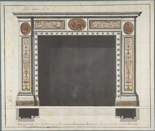 Drawing for a Mantelpiece by anonymous, drawing, 1780-1790