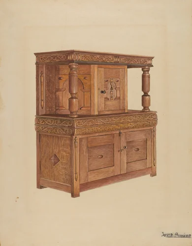 Court Cupboard by Louis Annino, index of american design, 1936