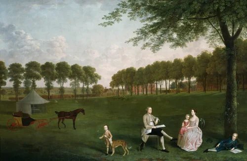 Sir John Shaw and his Family in the Park at Eltham Lodge, Kent by Arthur Devis, painting, 1761