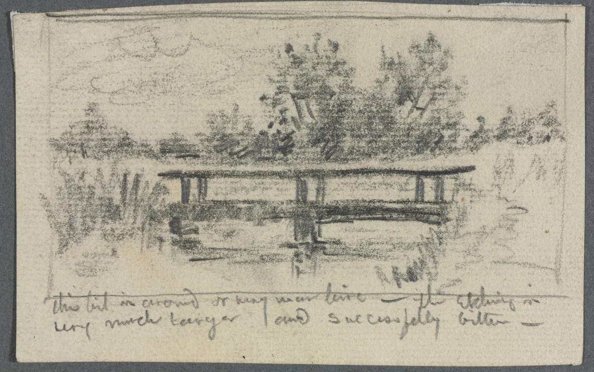 The Bridge, Schleissheim by Otto H. Bacher, drawing, 1865-1909