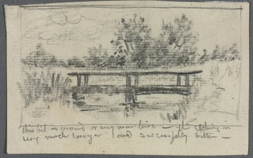 The Bridge, Schleissheim by Otto H. Bacher, drawing, 1865-1909